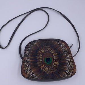 Vintage Comeco Peacock Feather Crossbody